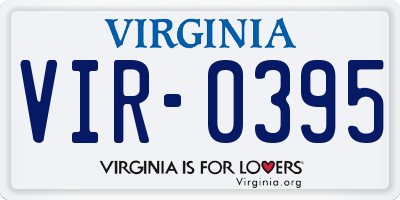 VA license plate VIR0395