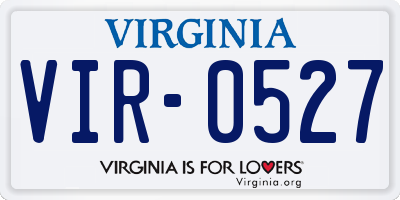 VA license plate VIR0527