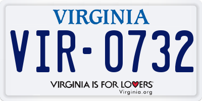 VA license plate VIR0732