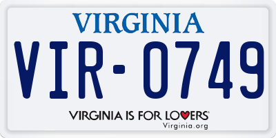 VA license plate VIR0749