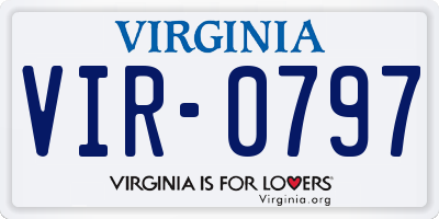 VA license plate VIR0797