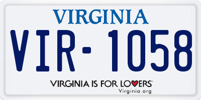 VA license plate VIR1058