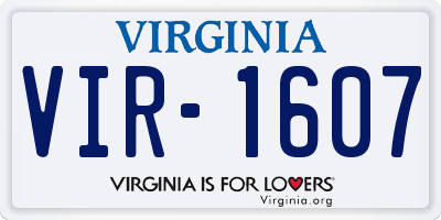 VA license plate VIR1607