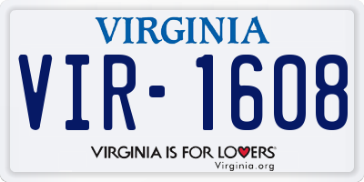 VA license plate VIR1608