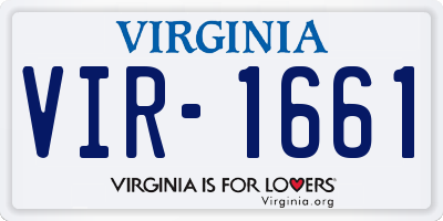 VA license plate VIR1661
