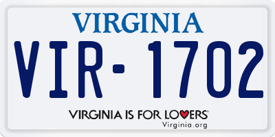 VA license plate VIR1702