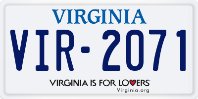 VA license plate VIR2071