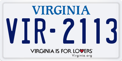 VA license plate VIR2113