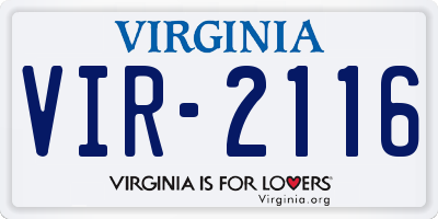 VA license plate VIR2116