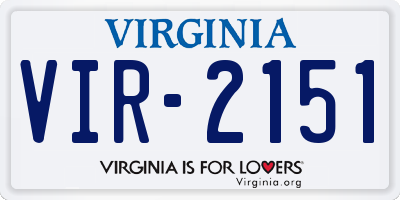 VA license plate VIR2151