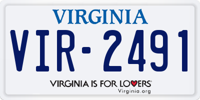 VA license plate VIR2491