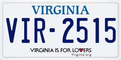 VA license plate VIR2515