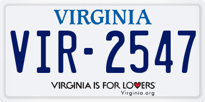 VA license plate VIR2547