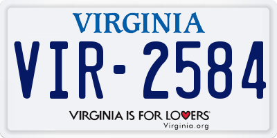 VA license plate VIR2584