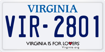 VA license plate VIR2801