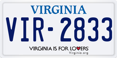 VA license plate VIR2833