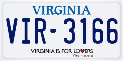 VA license plate VIR3166