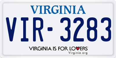 VA license plate VIR3283