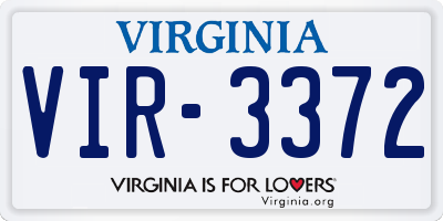 VA license plate VIR3372