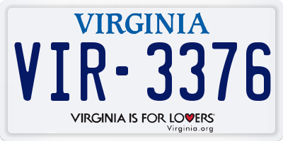 VA license plate VIR3376