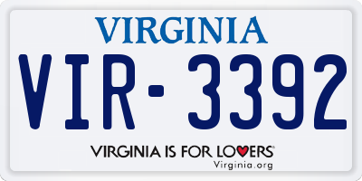VA license plate VIR3392