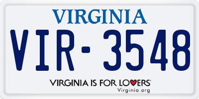 VA license plate VIR3548