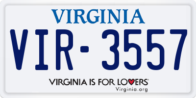 VA license plate VIR3557
