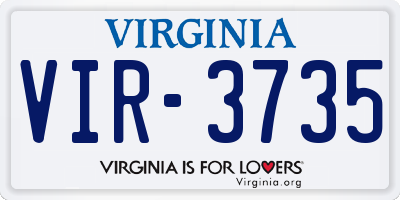 VA license plate VIR3735
