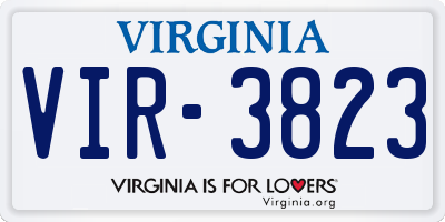 VA license plate VIR3823