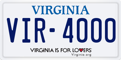 VA license plate VIR4000