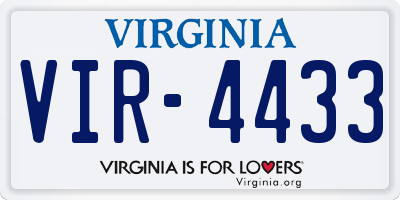 VA license plate VIR4433