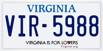 VA license plate VIR5988