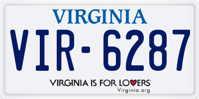 VA license plate VIR6287