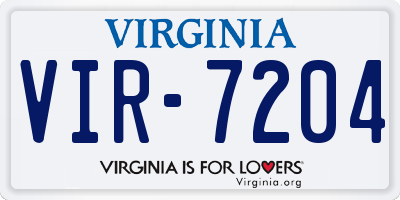 VA license plate VIR7204