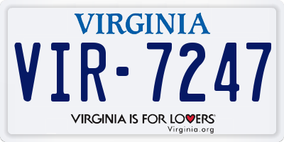 VA license plate VIR7247
