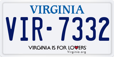 VA license plate VIR7332