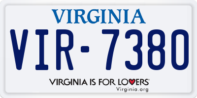 VA license plate VIR7380