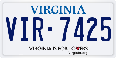 VA license plate VIR7425