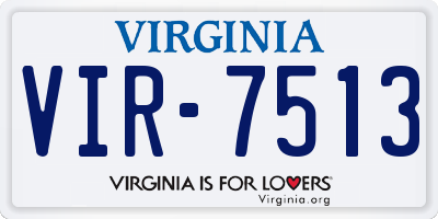 VA license plate VIR7513
