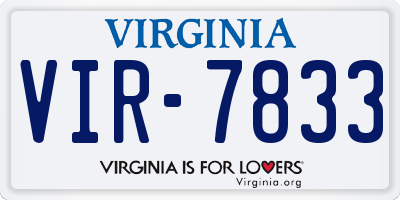VA license plate VIR7833