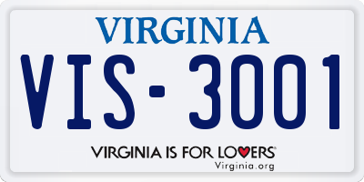 VA license plate VIS3001