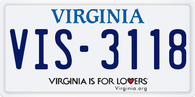 VA license plate VIS3118