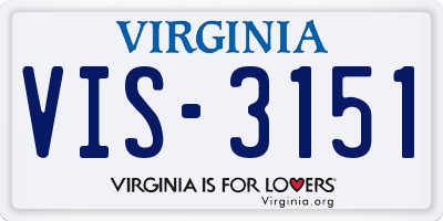 VA license plate VIS3151