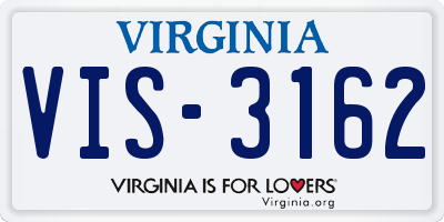 VA license plate VIS3162