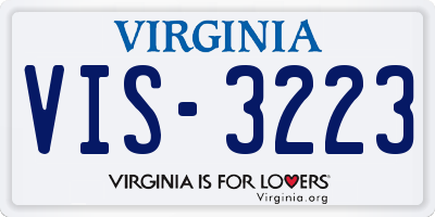 VA license plate VIS3223