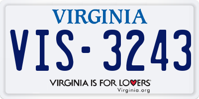 VA license plate VIS3243
