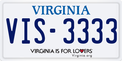 VA license plate VIS3333