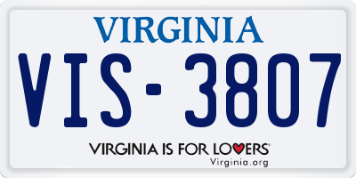 VA license plate VIS3807