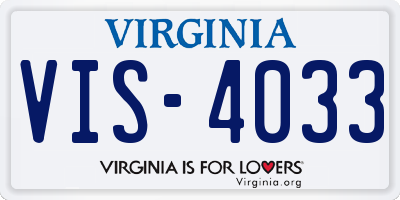 VA license plate VIS4033