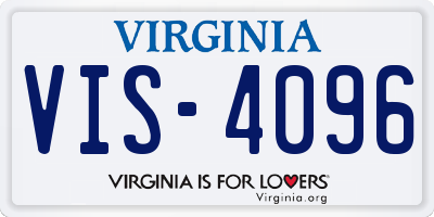 VA license plate VIS4096